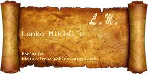 Lenko Miklós névjegykártya